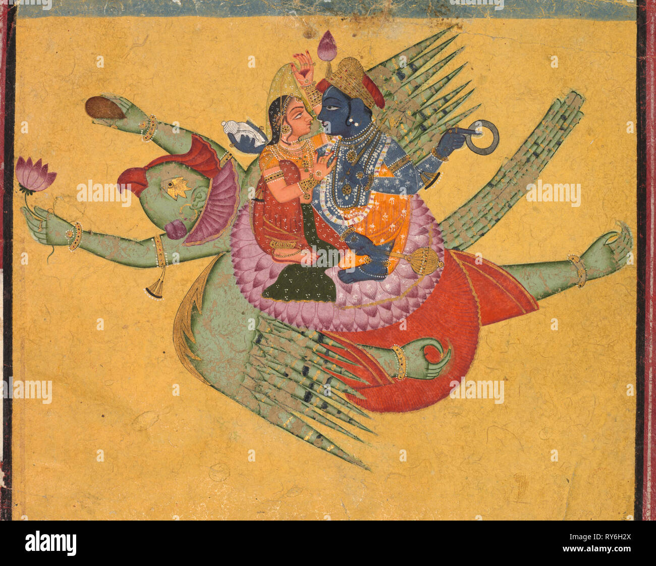 Vishnu et Lakshmi sur Garuda, ch. 1750 Banque D'Images