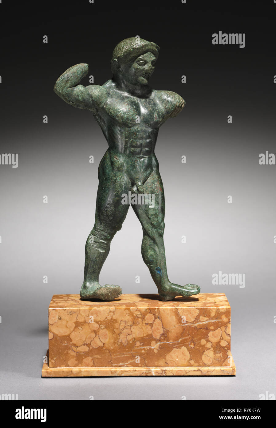 Statuette d'un athlète, 510-500 BC. La Grèce, le Péloponnèse, l'Archaïque récent - début de l'époque classique. (Bronze) en fonte solide ; total : 21,5 cm (8 7/16 po Banque D'Images