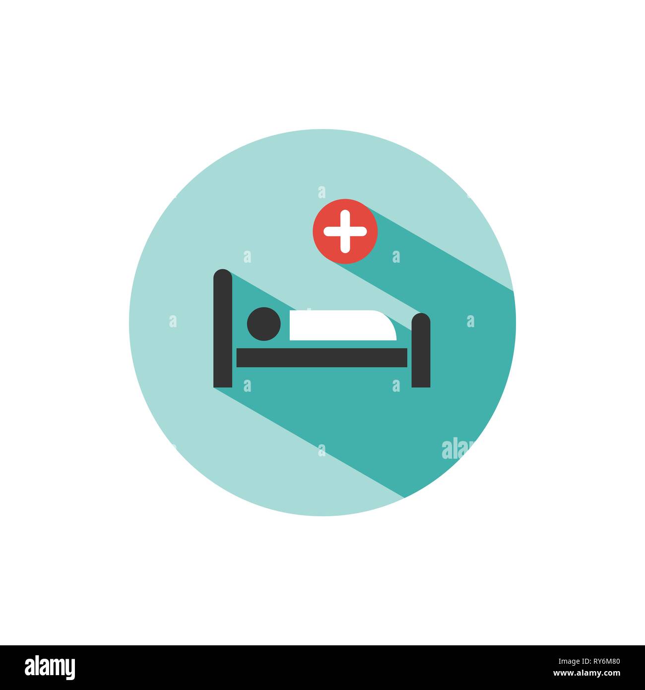 Lit d'hôpital. L'icône couleur télévision médecine avec ombre sur un cercle vert. Vector Illustration Illustration de Vecteur