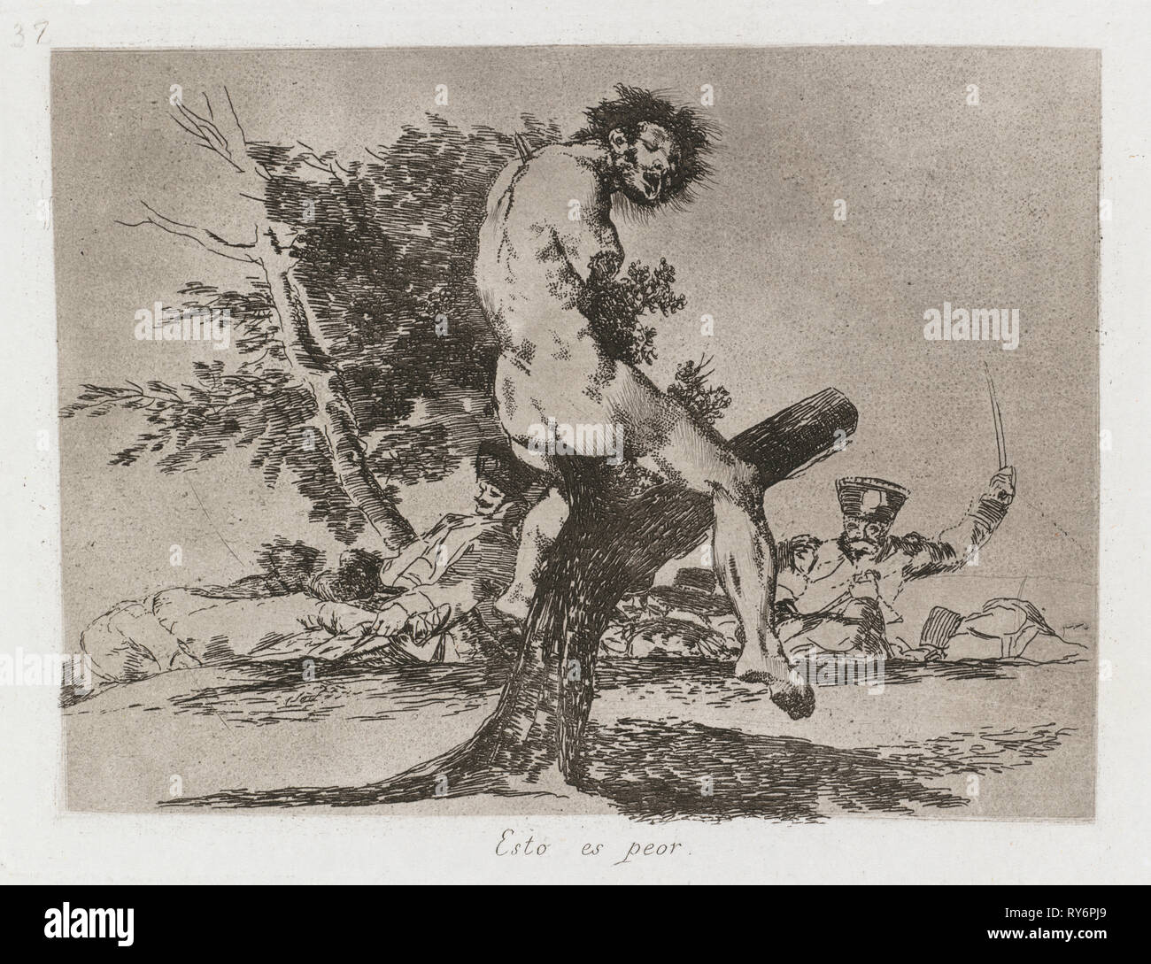 Désastres de la guerre : Pl. 37, c'est pire, 1810-1813. Francisco de Goya (1746-1828), espagnol, Real Academia. Eau-forte et aquatinte, feuille : 22,7 x 30,9 cm (8 15/16 x 12 3/16 in.) : platemark ; 15,7 x 20,2 cm (6 3/16 x 7 15/16 in Banque D'Images