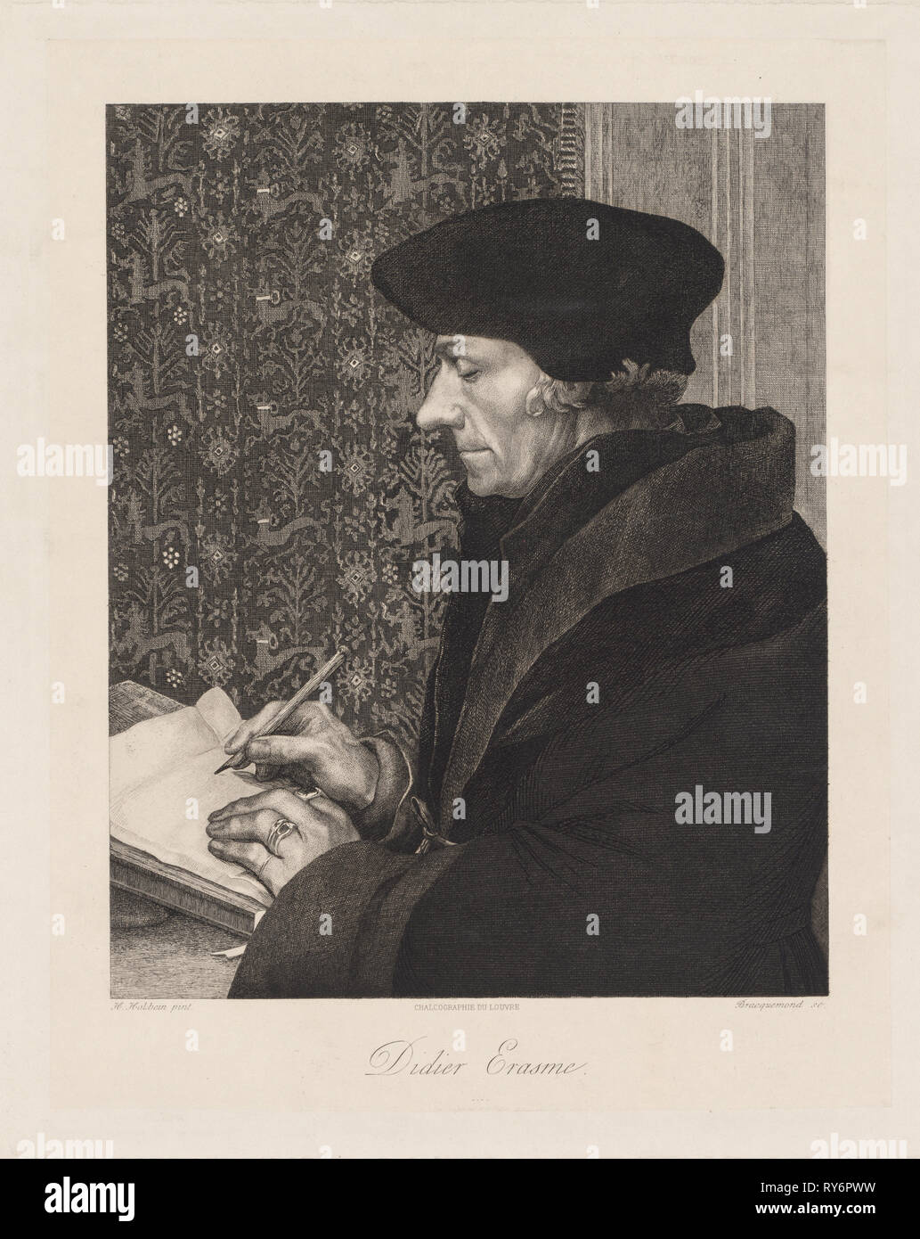 Erasmus (Didier Erasme), 1863. Après Hans Holbein (Allemand), ch. 1465-1524), Félix Bracquemond (Français, 1833-1914 Banque D'Images