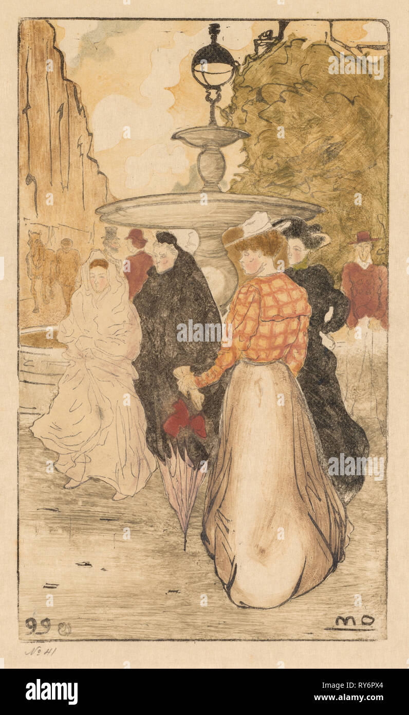 Place Saint Georges, 1899. Maurice Delcourt (Français, 1877-1917). Gravure sur bois en couleur et soft-terrain etching Banque D'Images