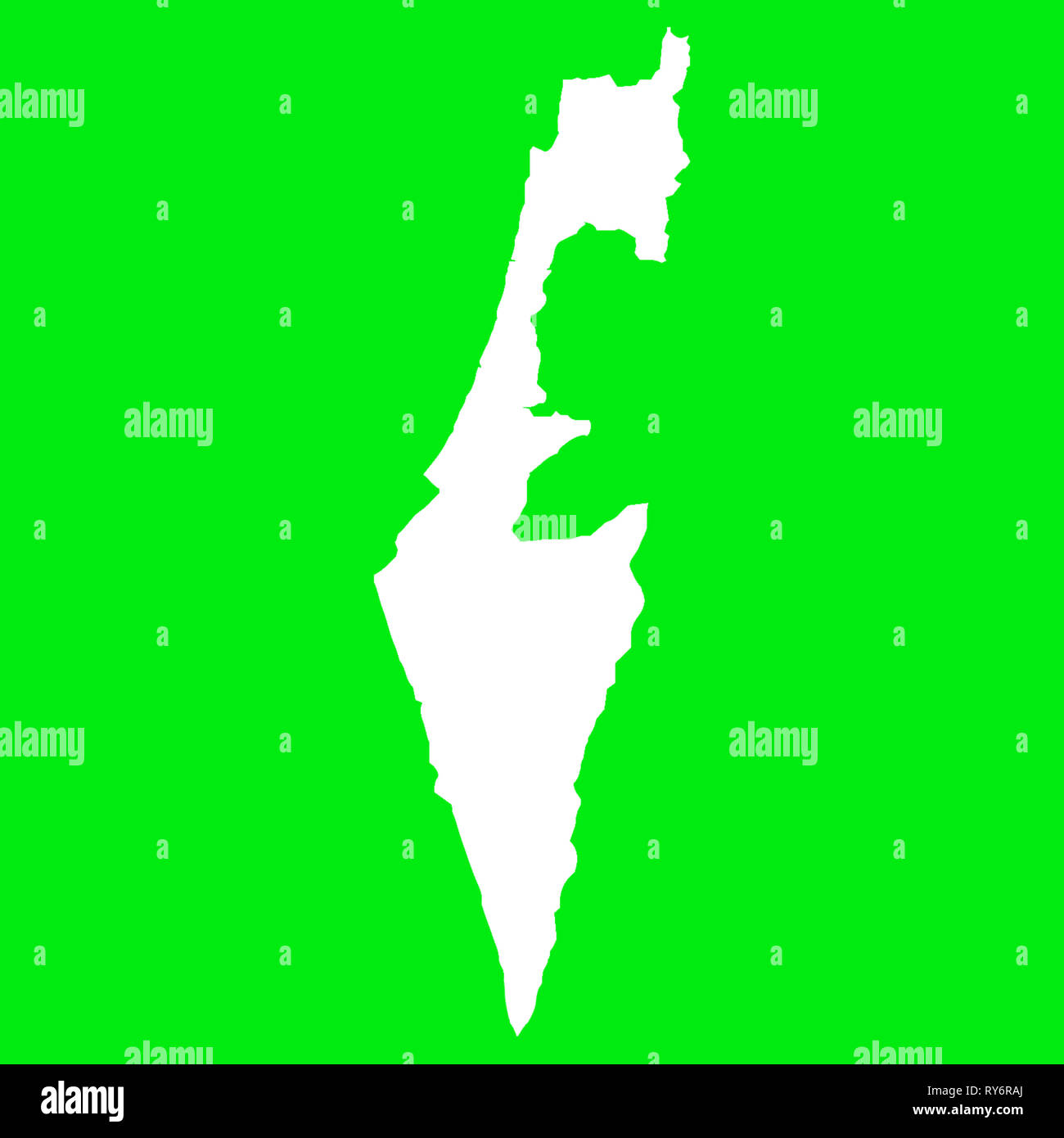 Israël Site contours blanc sur écran vert Banque D'Images