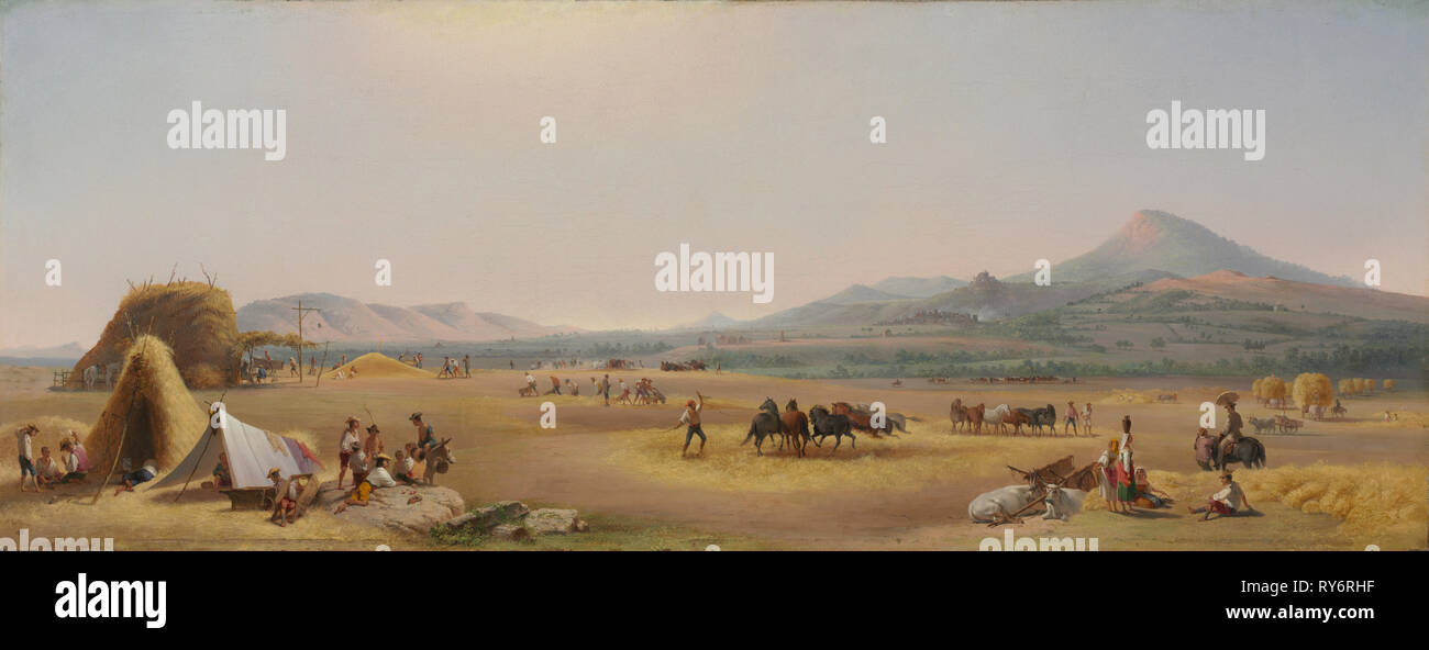 La récolte sur le roman Campagna, 1868. John Gadsby Chapman (Américain, 1808-1889). Huile sur toile non encadrée ; : 35,5 x 91,4 cm (14 x 36 dans Banque D'Images