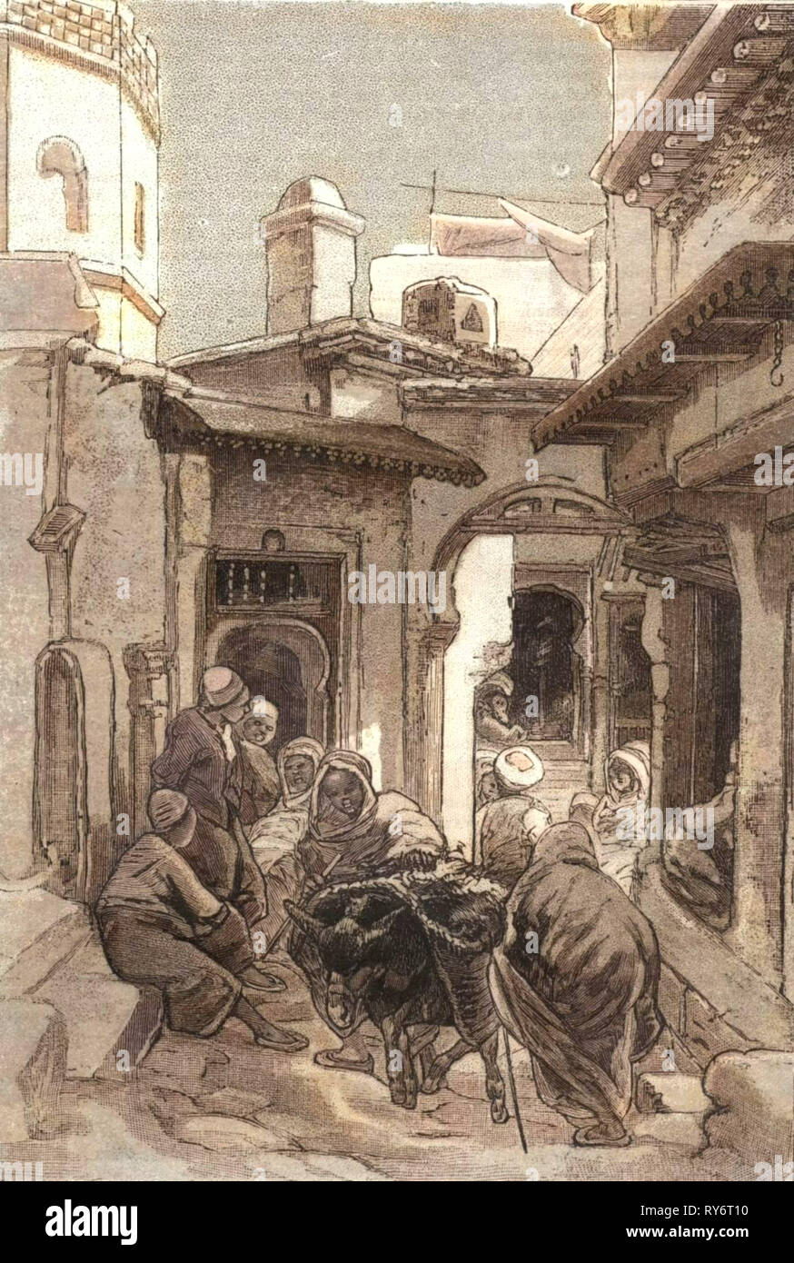 Une rue de la Casbah Alger 1885 Banque D'Images