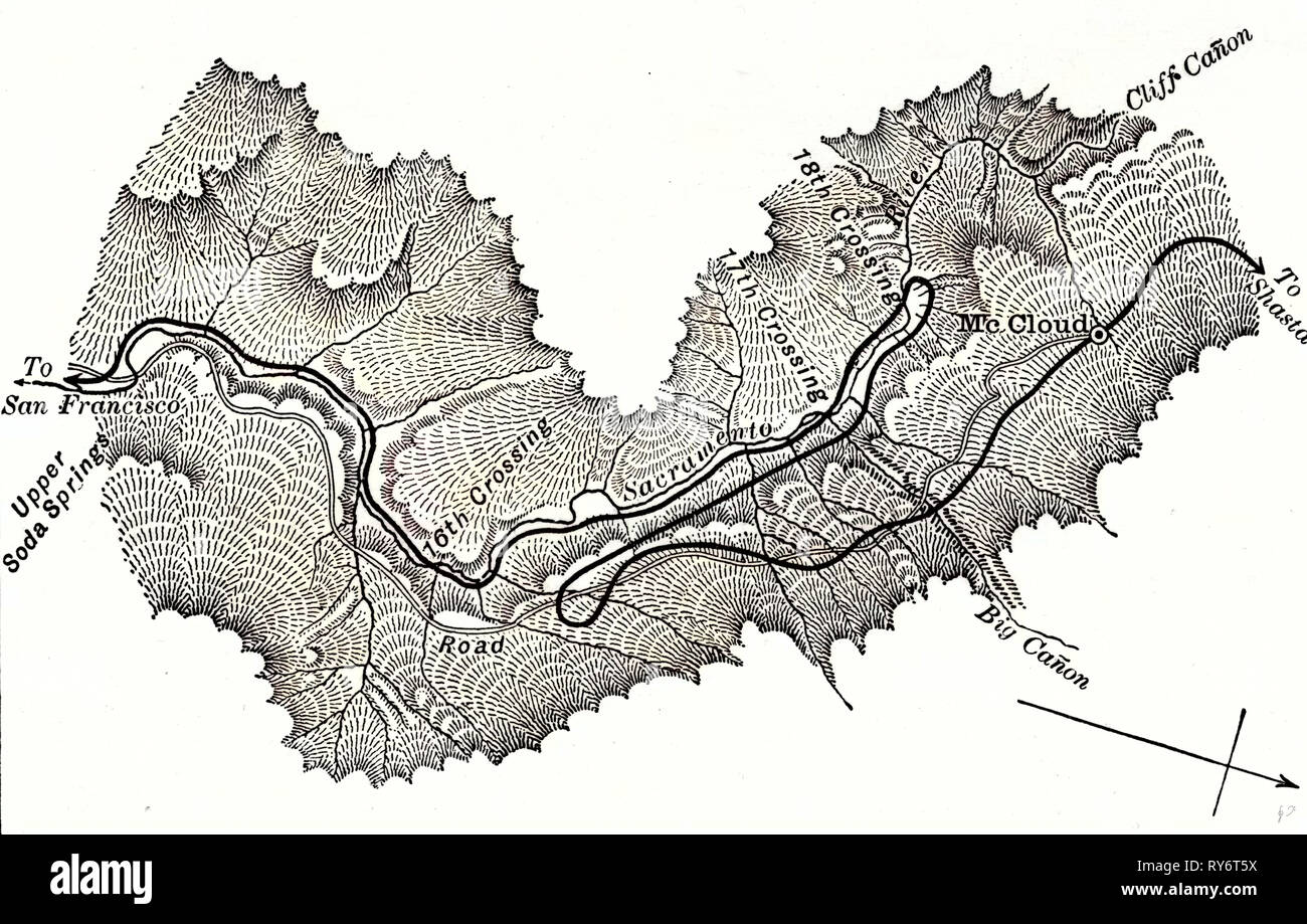 Yosemite Valley Plan de la boucle sur le chemin de fer près de Shasta Mccloud 1891 USA Banque D'Images