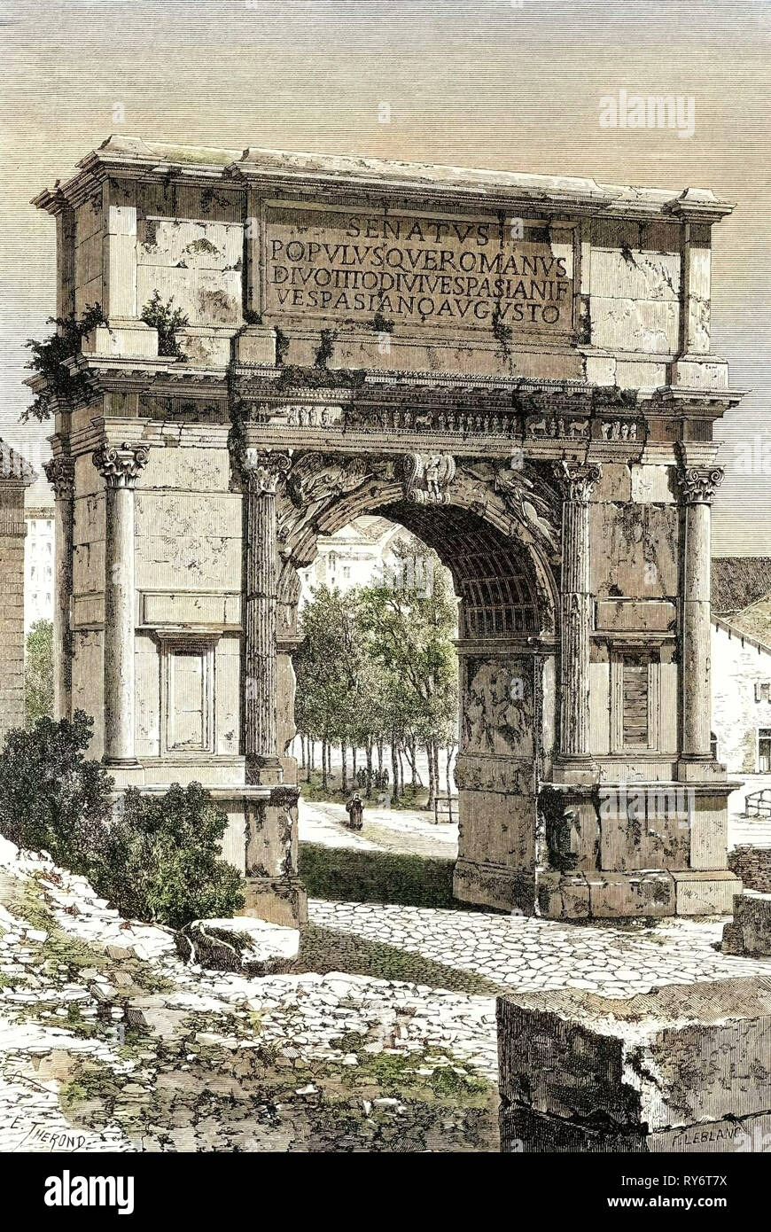 Italie Rome Arc de Titus 1875 Banque D'Images