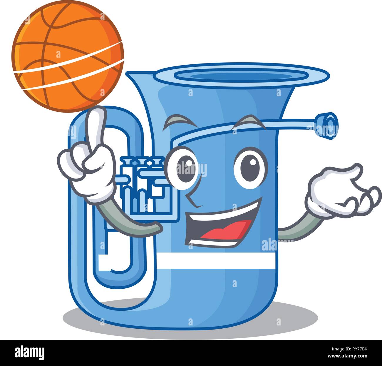 Basket-ball avec tuba dans la mascot music room Illustration de Vecteur