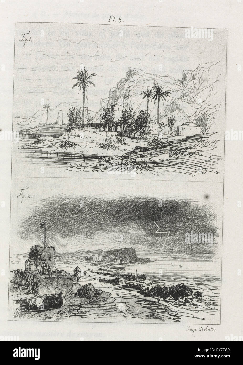 Traité de la Gravure a l'eau forte : la plaque 5, 1866. Maxime Lalanne (Français, 1827-1886), Cadar et Luquet. Eau-forte : platemark ; 18.1 x 11.6 cm (7 1/8 x 4 9/16 in.) ; réservez page : 23,2 x 15 cm (9 1/8 x 5 7/8 po Banque D'Images