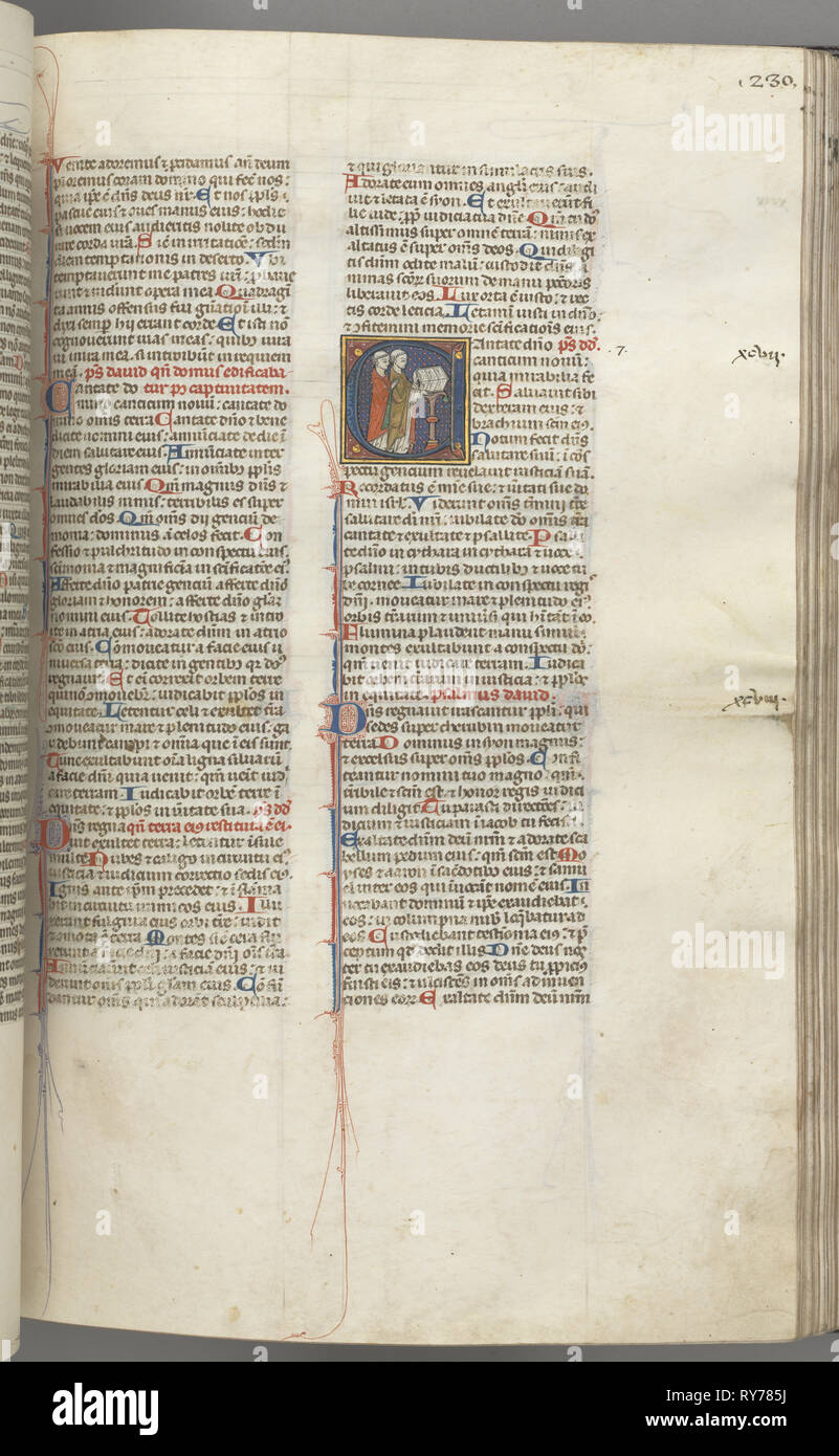 Fol. 230r, Psaume 97, initiale historiée C, deux ecclésiastiques à chanter lors d'un pupitre Banque D'Images