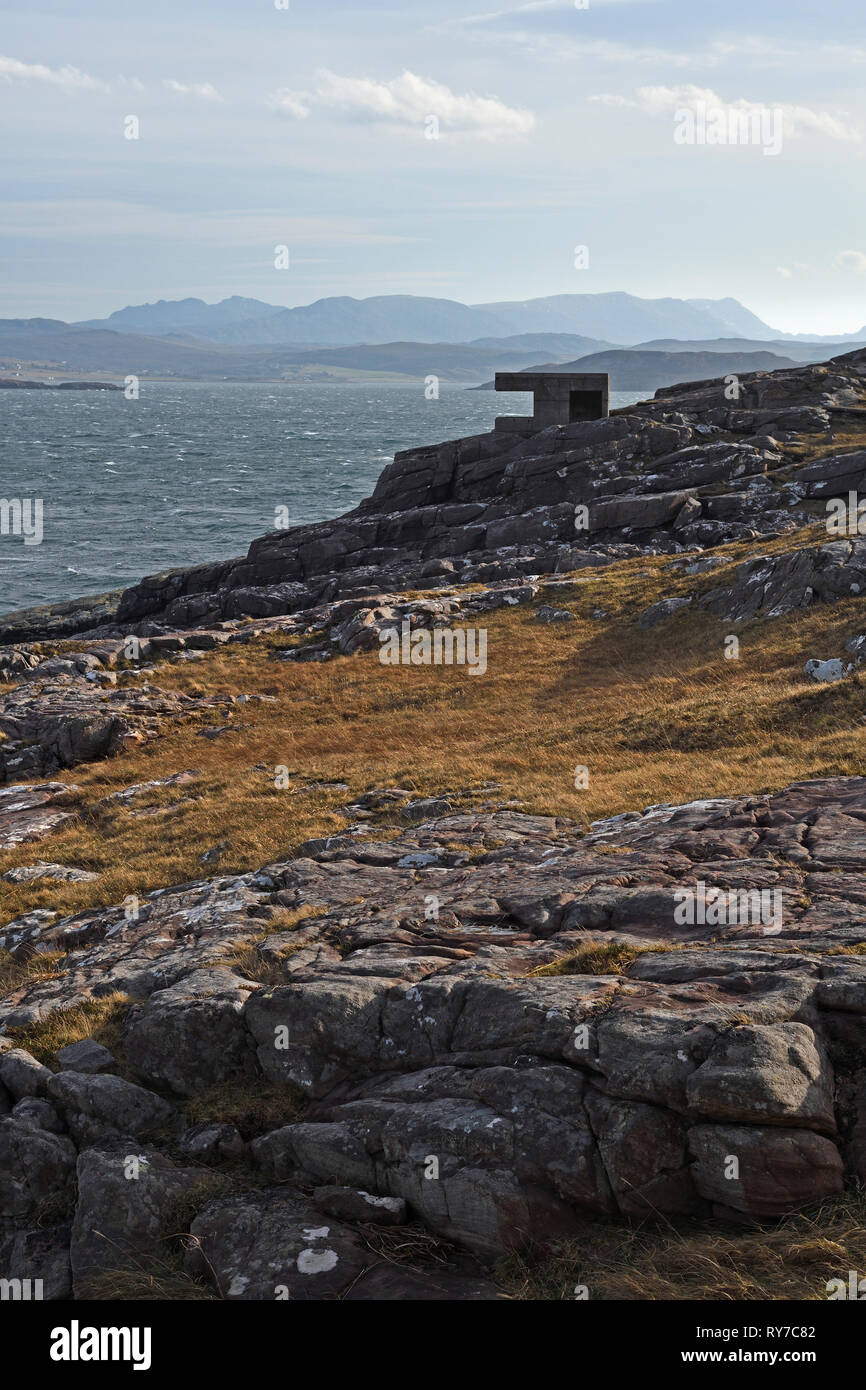 Les bâtiments de la batterie de défense côtière;fédération convois arctiques;rubha nan sasan;cove;Wester Ross;Ecosse Banque D'Images