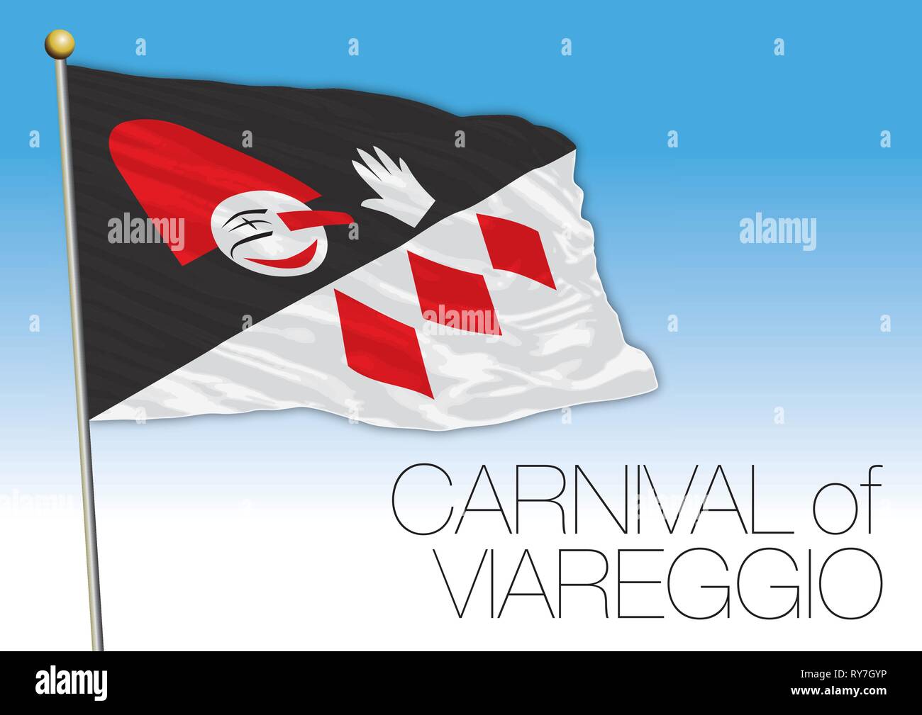 Carnaval de Viareggio drapeau, Toscane, Italie, vector illustration Illustration de Vecteur