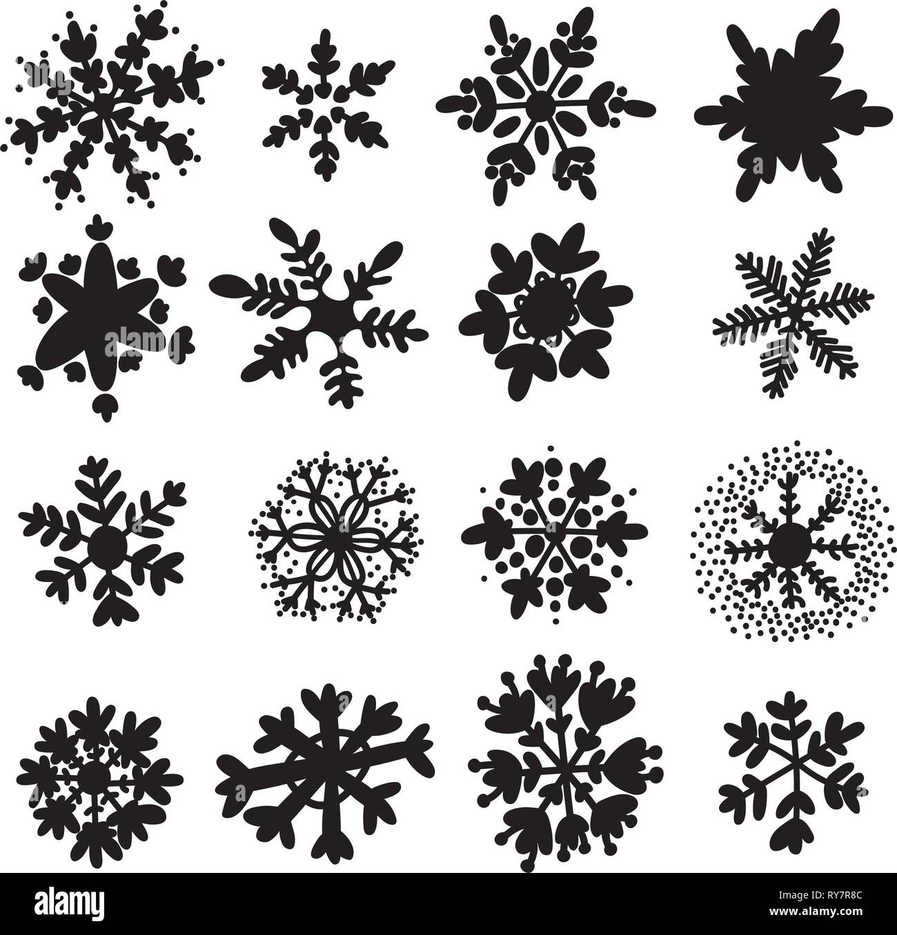 Dessiné à la main des flocons de doodle vector set. Joyeux Noël et Bonne Année, illustration vecteur conception de rebut. Collection de flocons pour Christ Illustration de Vecteur