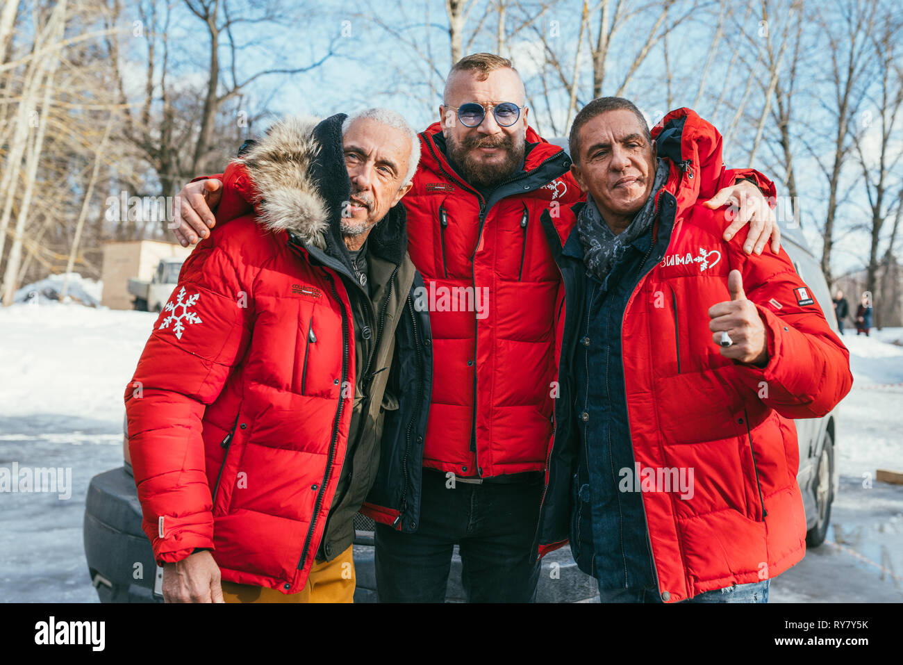 La région de Moscou, FRYAZINO, GREBNEVO ESTATE - 09 mars 2019 : Samy Naceri star français et acteur de films de taxi et son frère Bibi Nacery se rendant sur le Banque D'Images