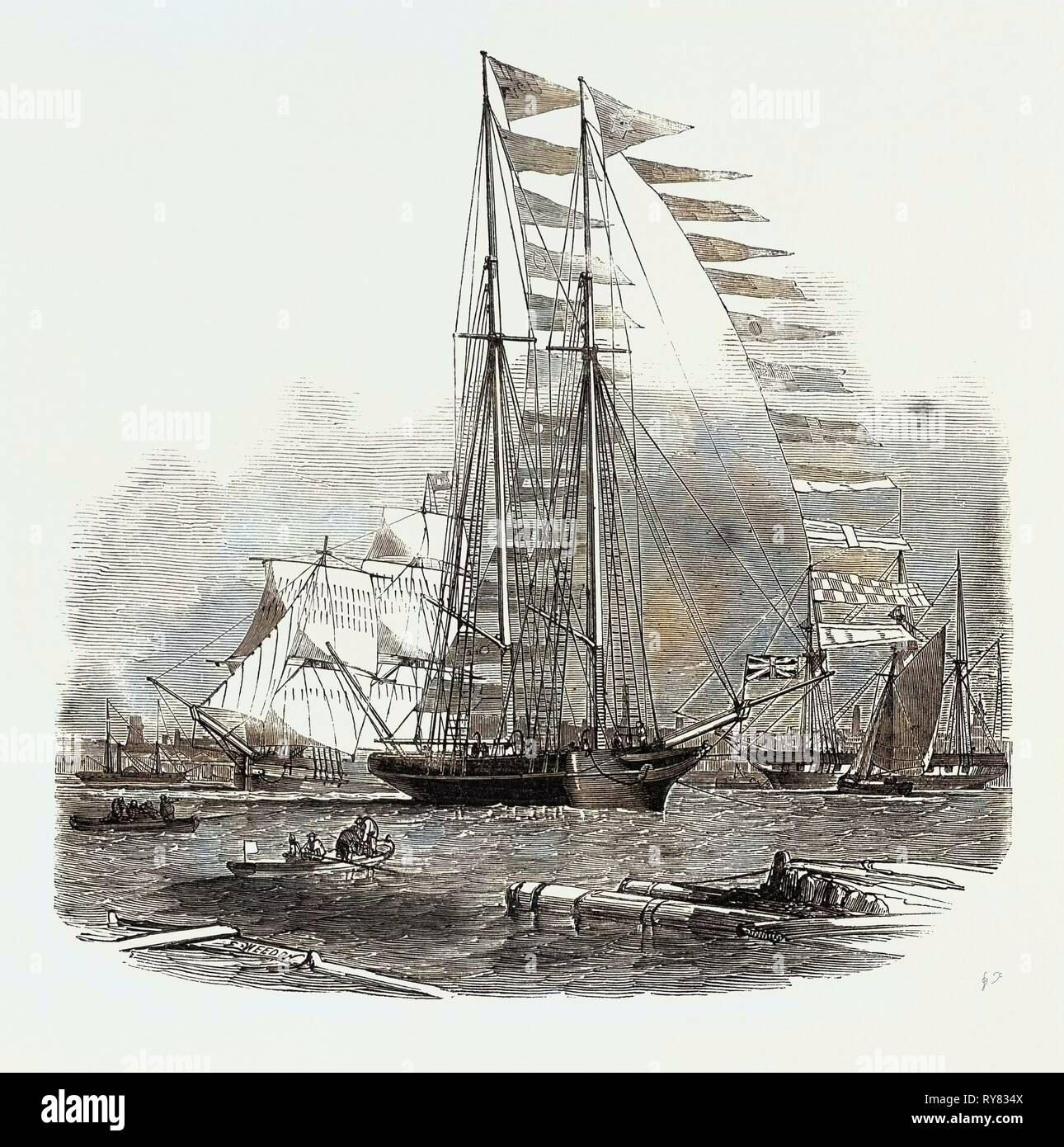 L 'Titania' Goélette Yacht, construit pour M. Robert Stephenson, C.E Banque D'Images