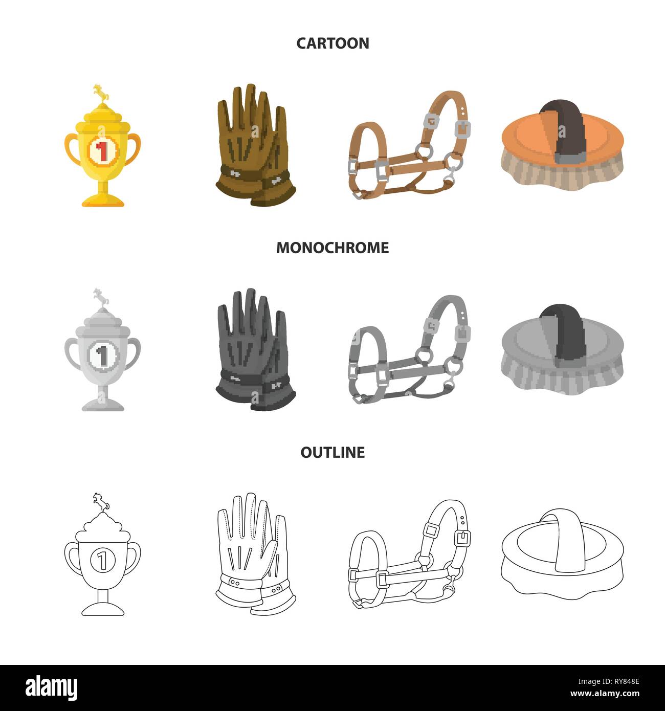 Objet isolé de matériel équitation - symbole. Ensemble d'équipements et de concurrence pour l'icône vecteur stock. Illustration de Vecteur