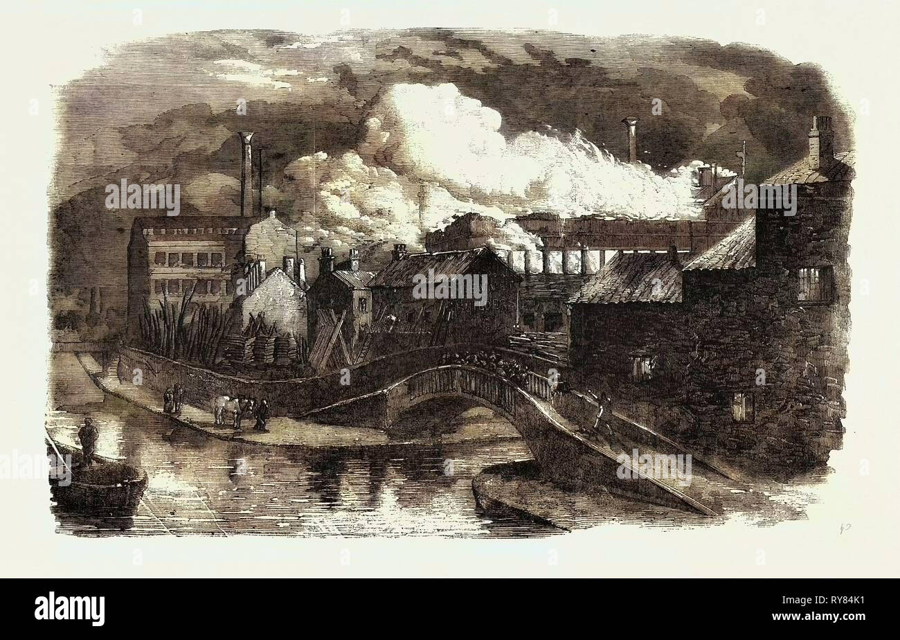 La destruction par le feu de MM. Hine et Mundella's Hosiery Usine à Nottingham Banque D'Images