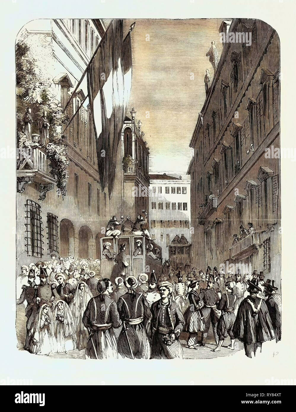 La guerre en Italie Accueil des les Zouaves à Gênes Banque D'Images