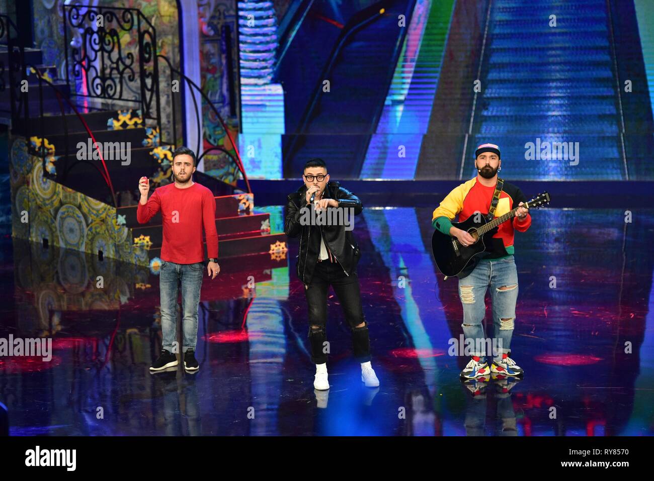 Napoli, Italie. Mar 11, 2019. Rocket radio au cours du deuxième épisode de l'émission "fabriqué dans le Sud' sur Rai 2 en direct de l'Auditorium Rai de Naples. Credit : Paola Visone/Pacific Press/Alamy Live News Banque D'Images