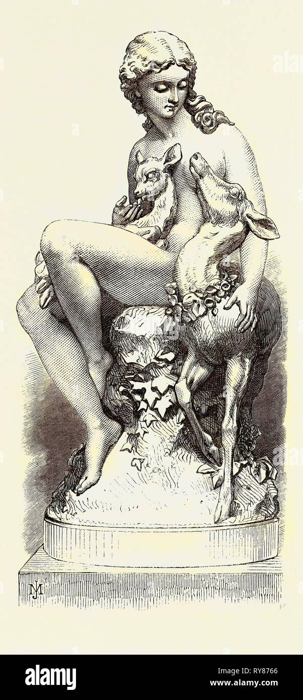 Une nymphe, présenté au bois Membres de l'Art-Union de London UK 1867 Banque D'Images