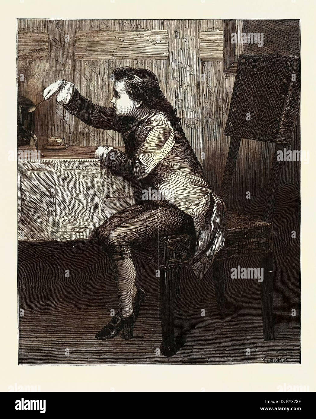 James Watt's première idée de vapeur, dans l'hiver Exposition à la galerie française 1867 Banque D'Images