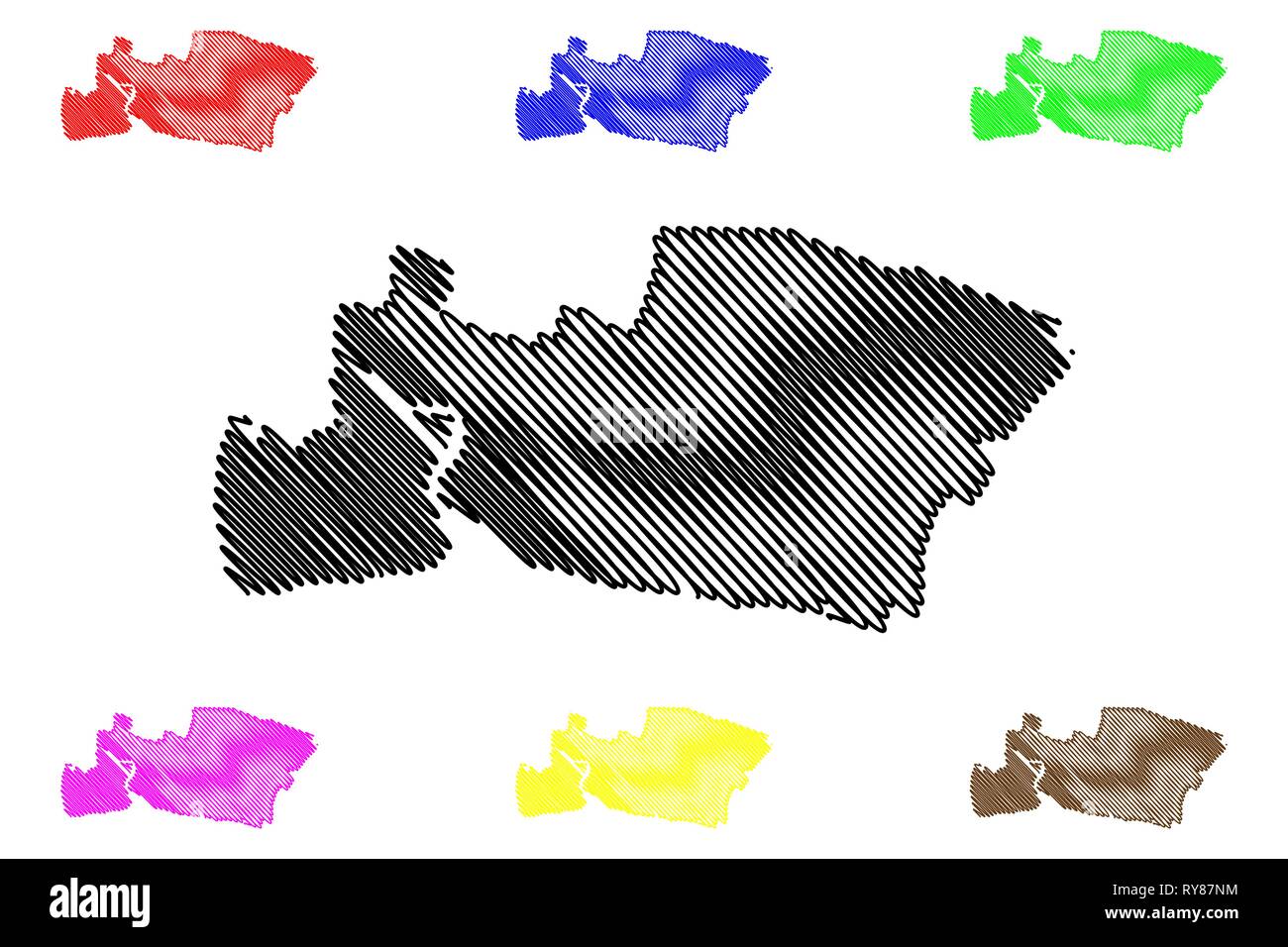 Province Samut Prakan (Royaume de Thaïlande, Siam, Provinces de la Thaïlande) map vector illustration, scribble sketch carte Samut Prakan Illustration de Vecteur