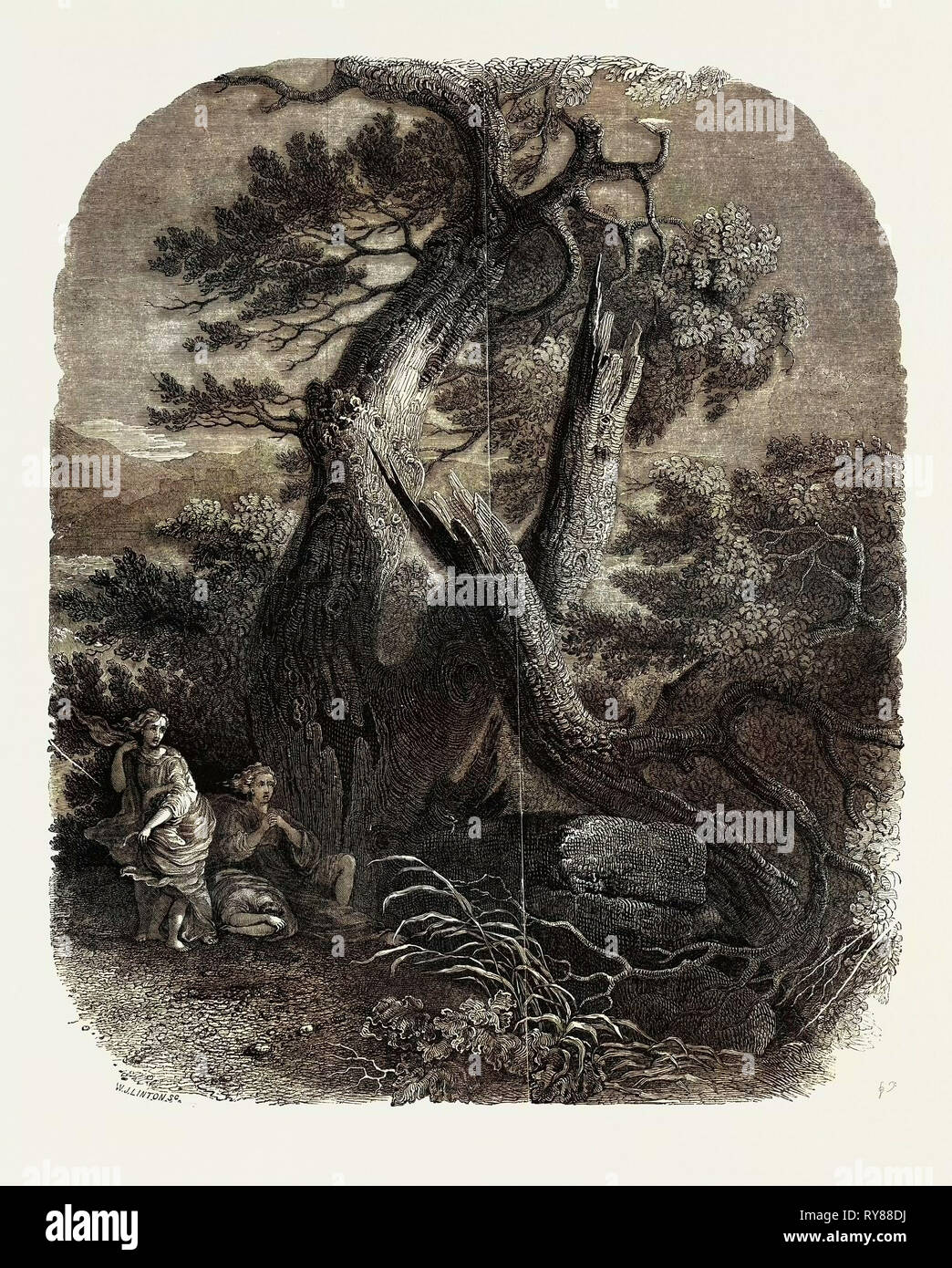 Spécimen de la gravure sur bois, "la mort des enfants de Niobé,' à partir de la peinture de Wilson Banque D'Images