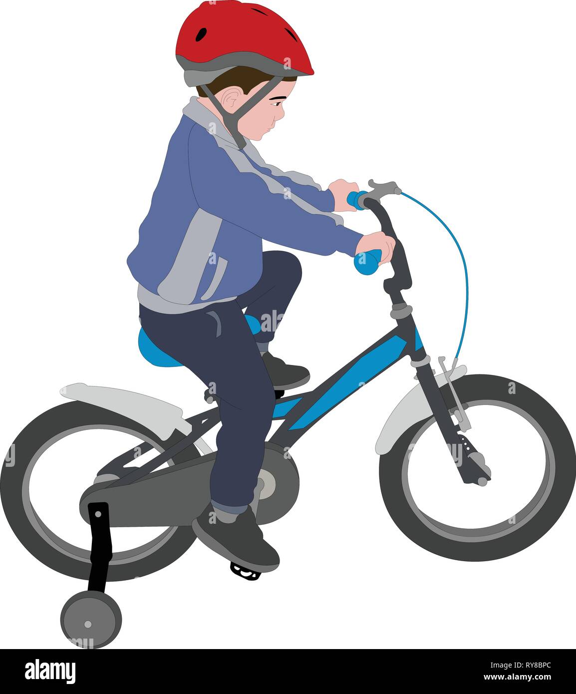 Little Boy riding bicycle - vector illustration couleur Illustration de Vecteur