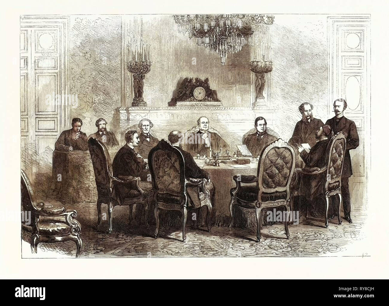 Séance de la conférence à Paris sur la question turque et grecque 1869 France Banque D'Images