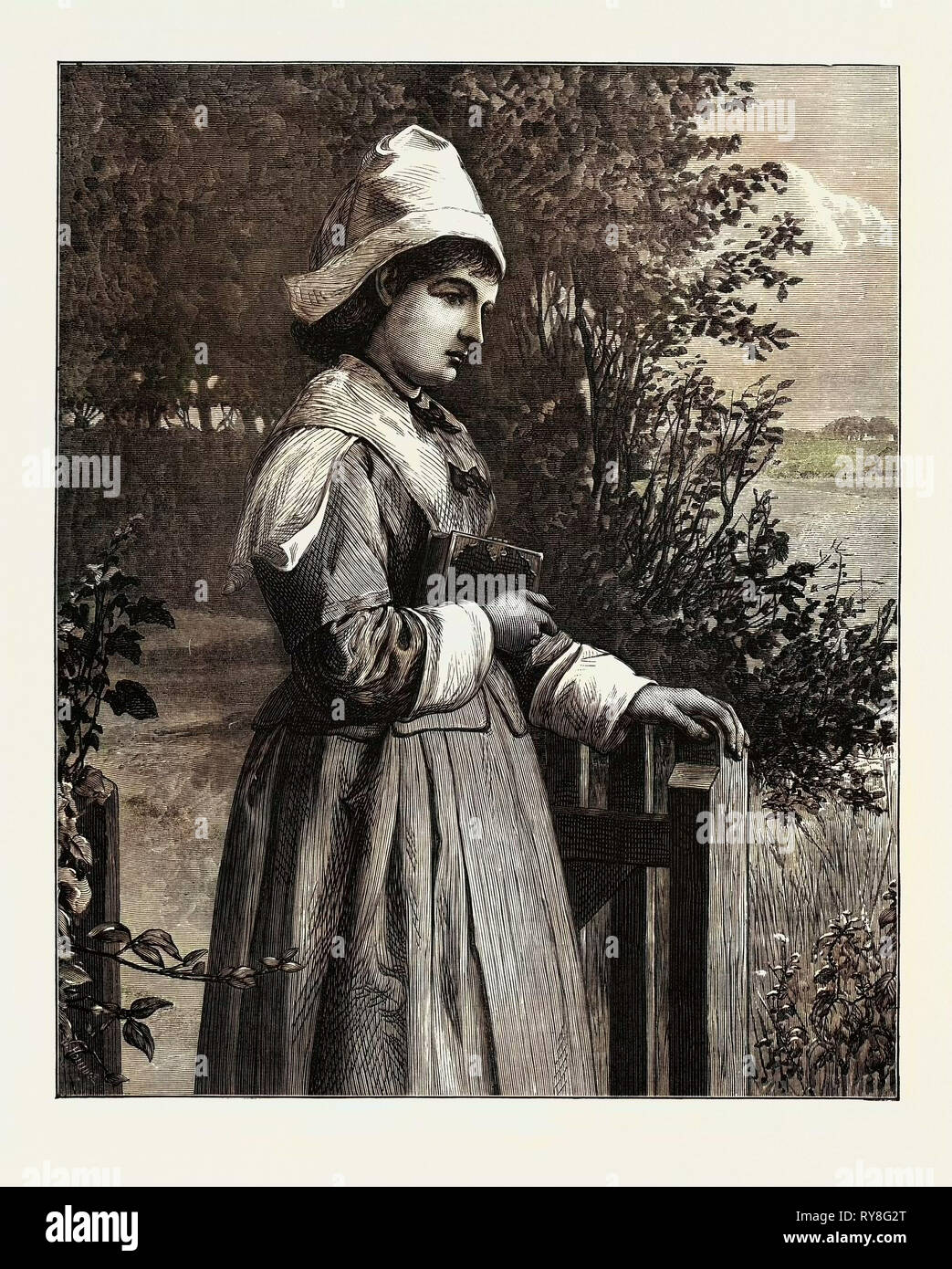 Elle sereinement sur le chemin du retour du marché avec Dieu la bénédiction sur elle. Dans l'exposition à la galerie 1874 Dudley Banque D'Images