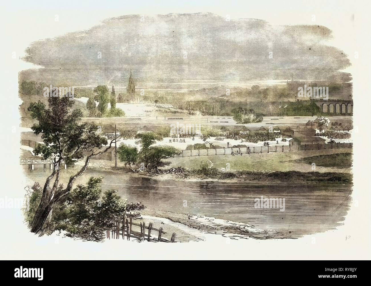 Réunion de la Royal Agricultural Society at Leeds le bétail et la mise en Œuvre met en vu de Armley Colline 20 Juillet 1861 Banque D'Images