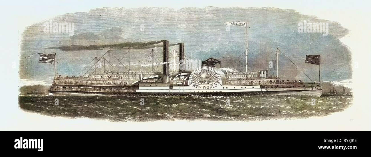 Le nouveau monde l'un des bateaux à vapeur de la Rivière Hudson Banque D'Images