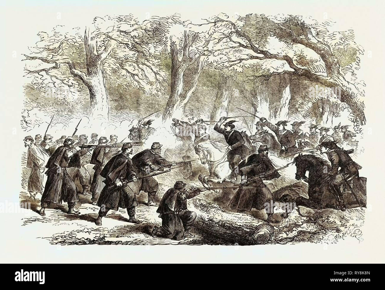 La guerre civile en Amérique latine : escarmouche près de l'Église d'automne le 21 décembre 1861 Virginie Banque D'Images