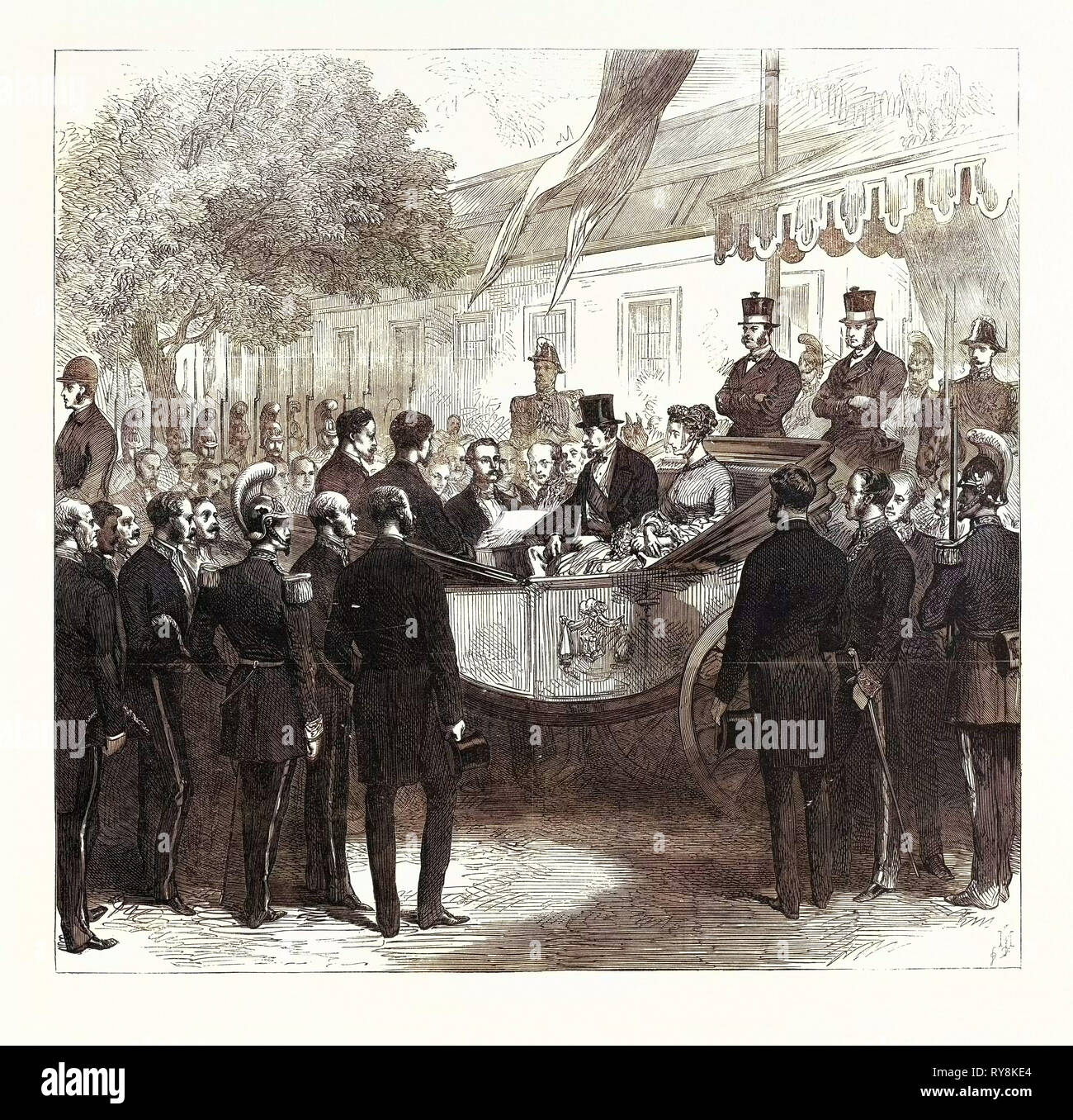 La réception de l'empereur et l'Impératrice des Français par la municipalité d'Orléans 1868 Banque D'Images