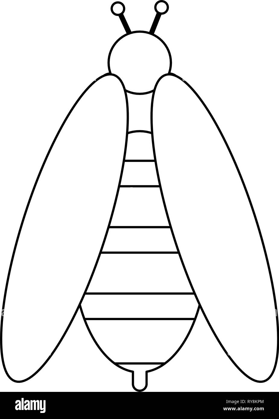 Bug Bee cartoon isolé dans le noir et blanc Illustration de Vecteur