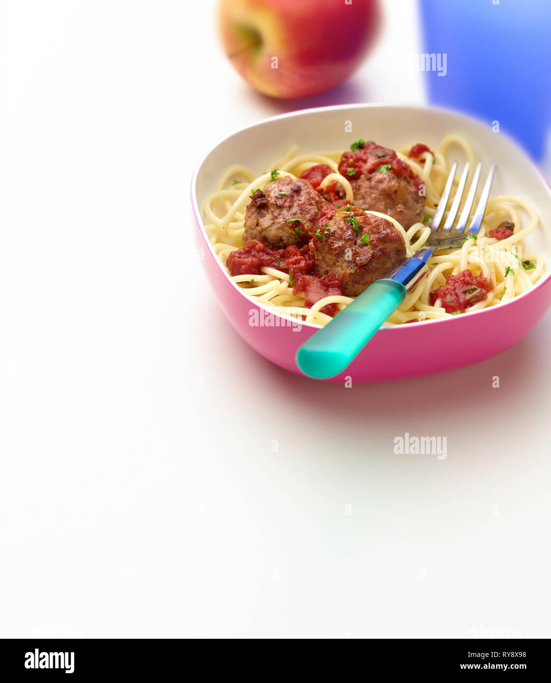 Spaghetti et boulettes Banque D'Images