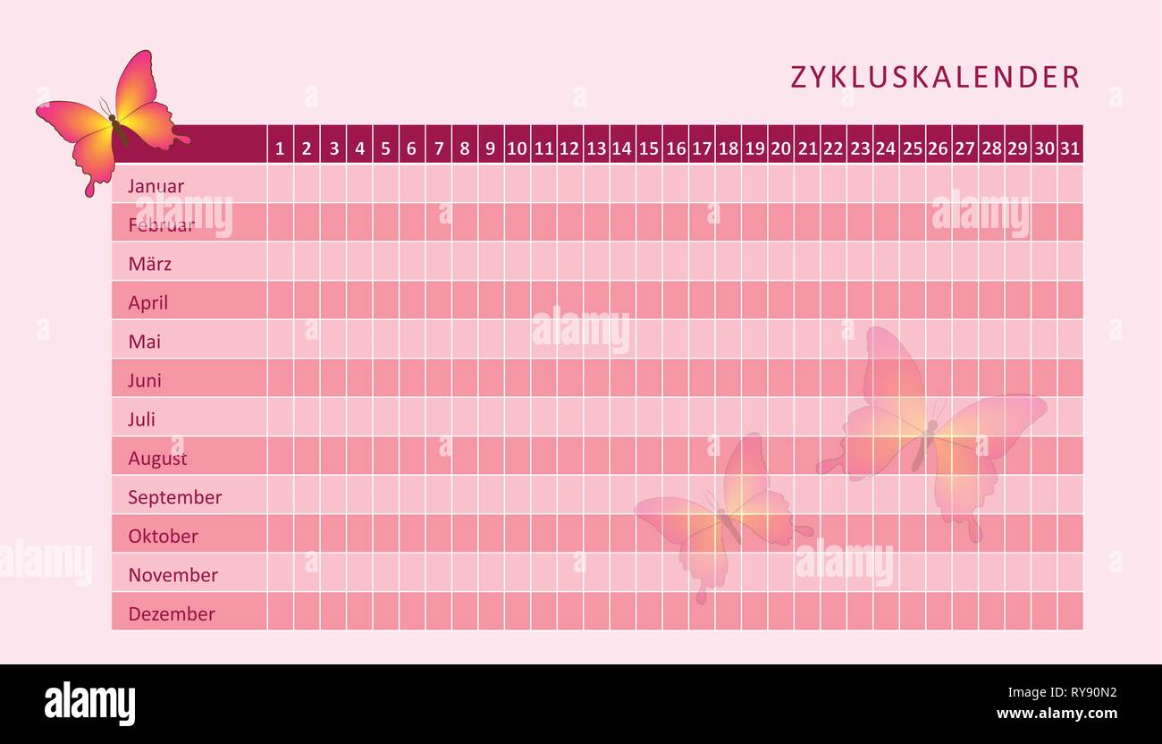 Calendrier des menstruations mensuelles rose cycle menstruel avec