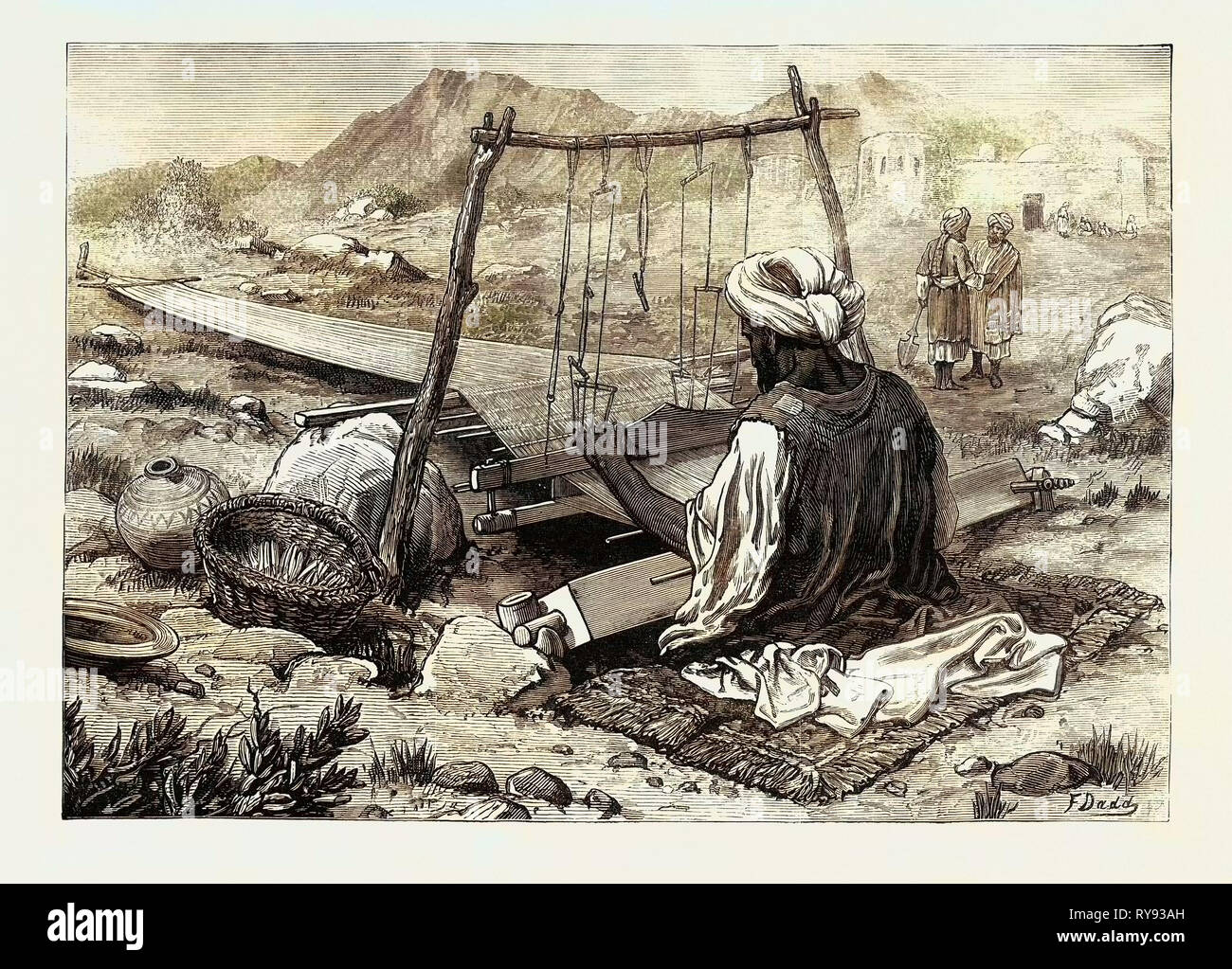 Afghanistan : un Weaver à Jellalabad 1879 Banque D'Images