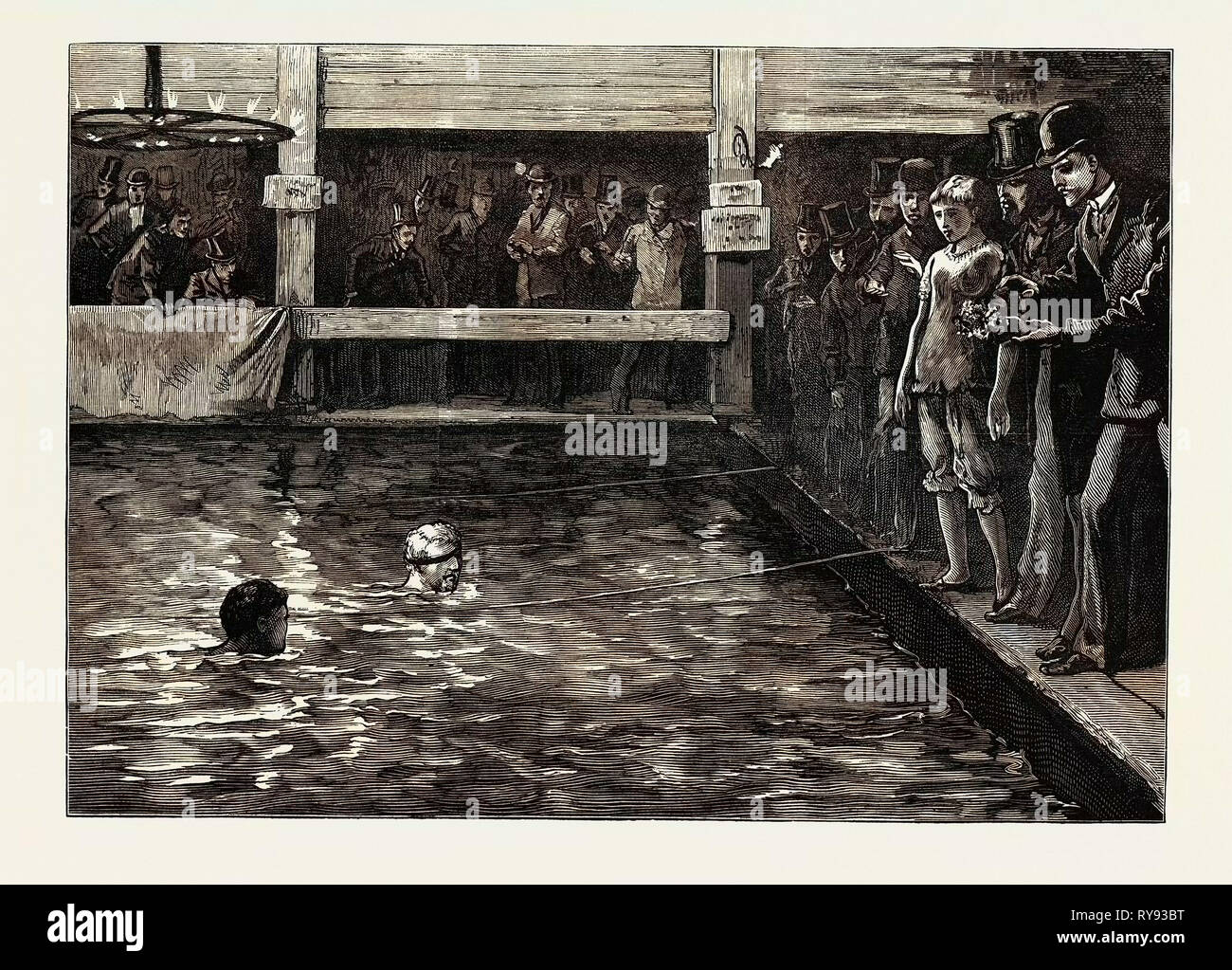 La piscine des Six-Days Correspondance dans des bains de Lambeth 1879 Banque D'Images