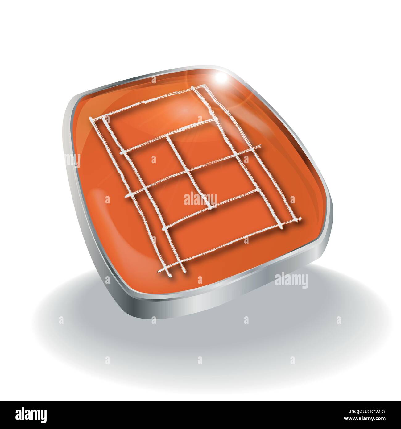 Caractère avec un cour de tennis en terre battue orange Illustration de Vecteur