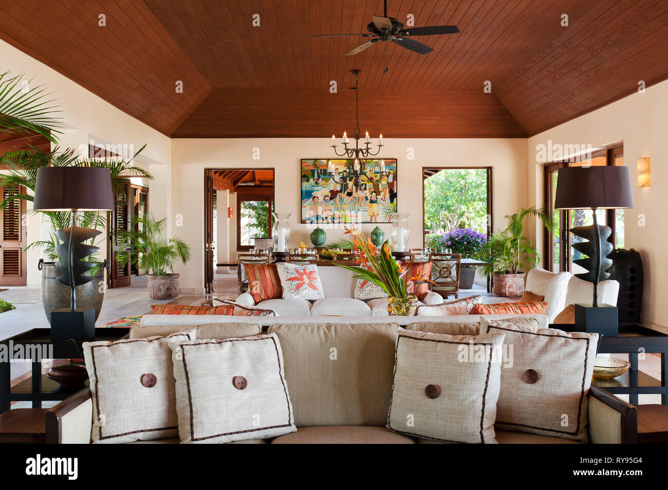 'La vie tropicale chambre à Tamarind Cove, Antigua' Banque D'Images