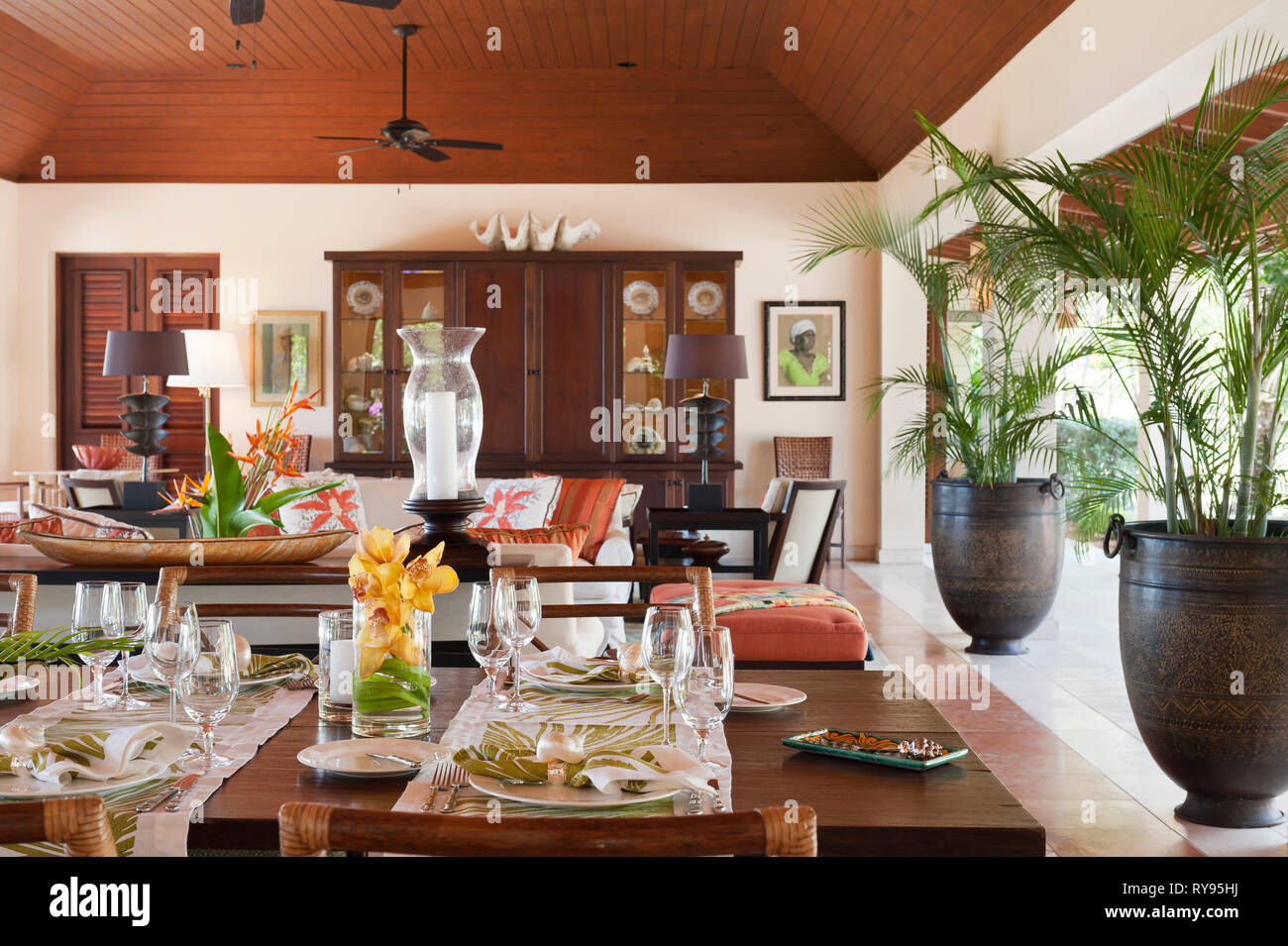 Dans le tableau "tropicaux, Tamarind Cove Antigua' Banque D'Images