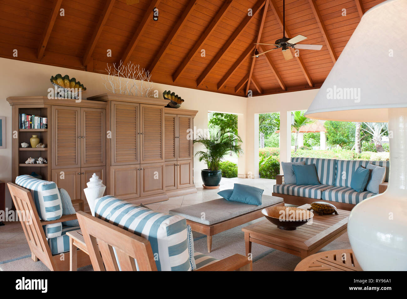 "Salle de séjour dans des zones côtières, Tamarind Cove Antigua' Banque D'Images