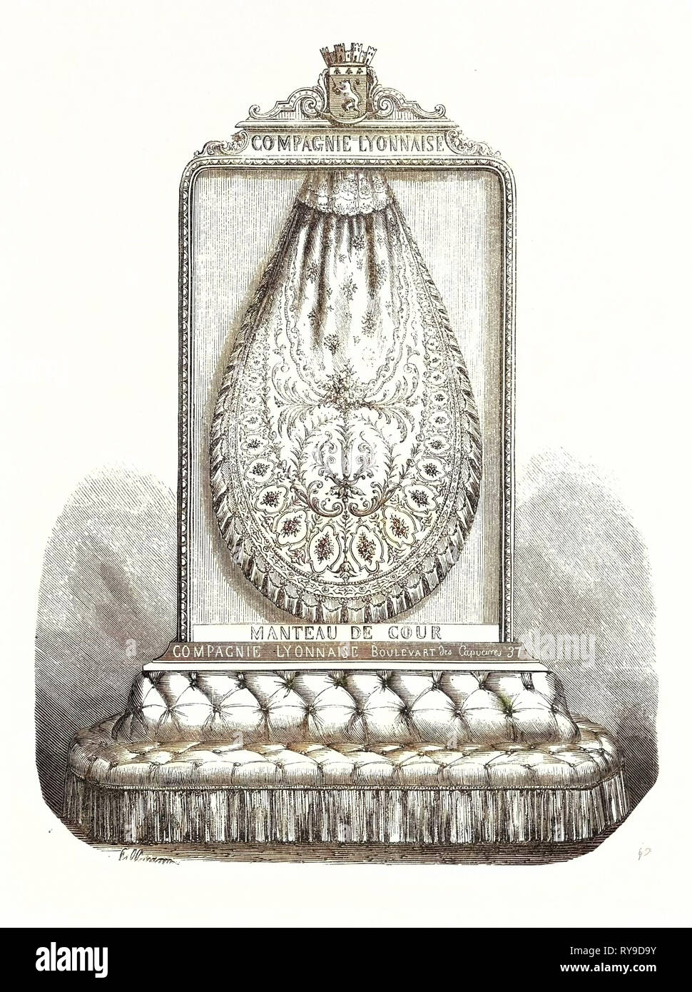 Exposition 'Manteaux De Cour' par la société Lyonnaise, le Palais de l'industrie. Paris, France, l'Exposition Universelle. Une exposition internationale qui a eu lieu sur les Champs-Elysées en 1855, composé d'un tissu industriel et un Beaux arts Exposition. Gravure Banque D'Images Exposition 'Manteaux De Cour' par la société Lyonnaise, le Palais de l'industrie. Paris, France, l'Exposition Universelle. Une exposition internationale qui a eu lieu sur les Champs-Elysées en 1855, composé d'un tissu industriel et un Beaux arts Exposition. Gravure Banque D'Images