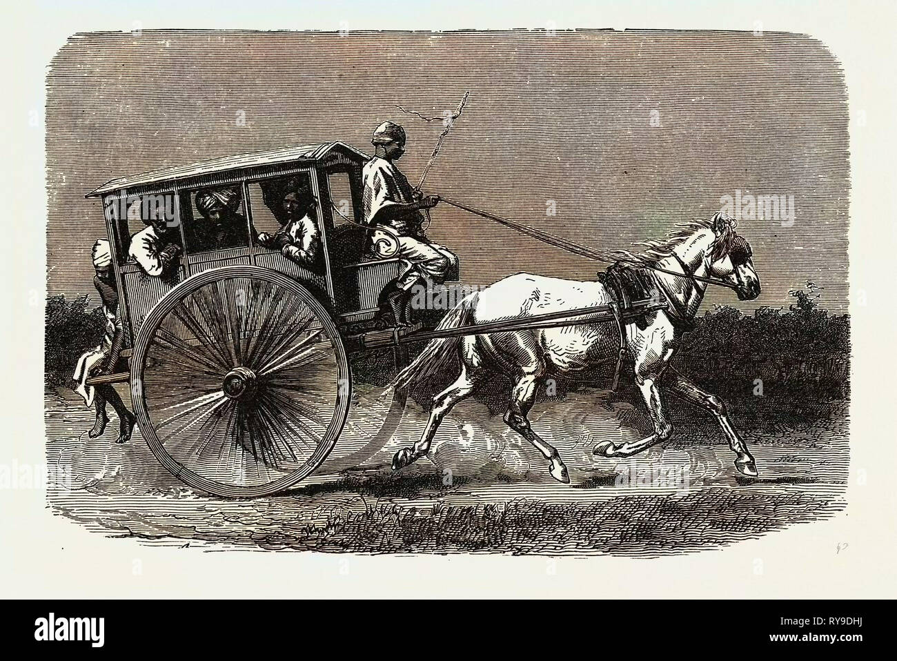 Voyageant dans le présidence de Madras. L'Inde coloniale la présidence de Madras, officiellement la présidence de Fort St George et aussi connu sous le nom de la province de Madras, était une subdivision administrative de l'Inde britannique. À son apogée, la présidence inclus une grande partie du sud de l'Inde, y compris le l'État indien du Tamil Nadu, la région de Malabar Kerala du Nord, îles Lakshadweep, le Coastal Andhra et Rayalaseema Régions de l'Andhra Pradesh, Ganjam, Malkangiri, Koraput, Mirbel, Nabarangapur et districts du sud de l'Orissa Gajapati et la Dakshina Kannada, Bellary, et les Districts de Udupi Banque D'Images