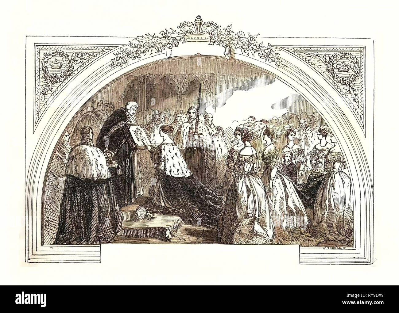 Couronnement de la reine Victoria en l'abbaye de Westminster, le 28 juin 1838, Londres, Royaume-Uni, Angleterre, Grande-Bretagne, Europe, France, Grande Bretagne, Banque D'Images