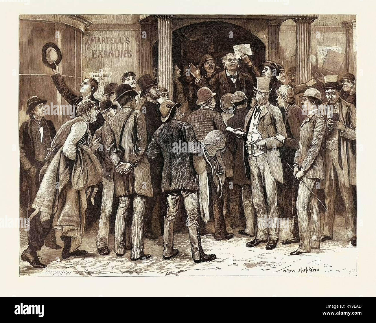 Rassembler, Groupe, gravure 1884, la vie en Grande-Bretagne, Royaume-Uni, Angleterre, Grande-Bretagne, Europe, France, Grande Bretagne, Banque D'Images