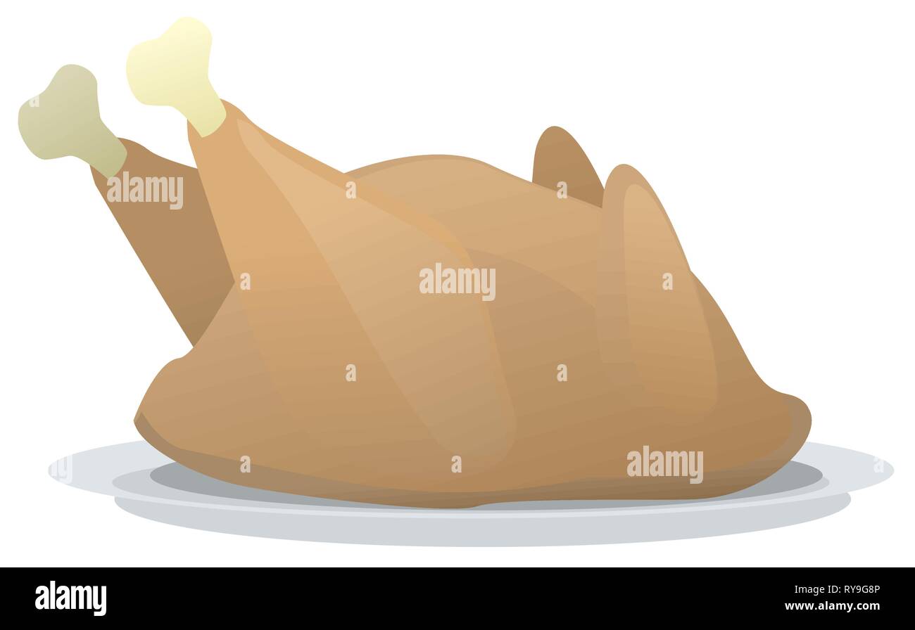 Plat de poulet frit, vector cartoon illustration design horizontal de l'élément, plus isolés, blanc Illustration de Vecteur