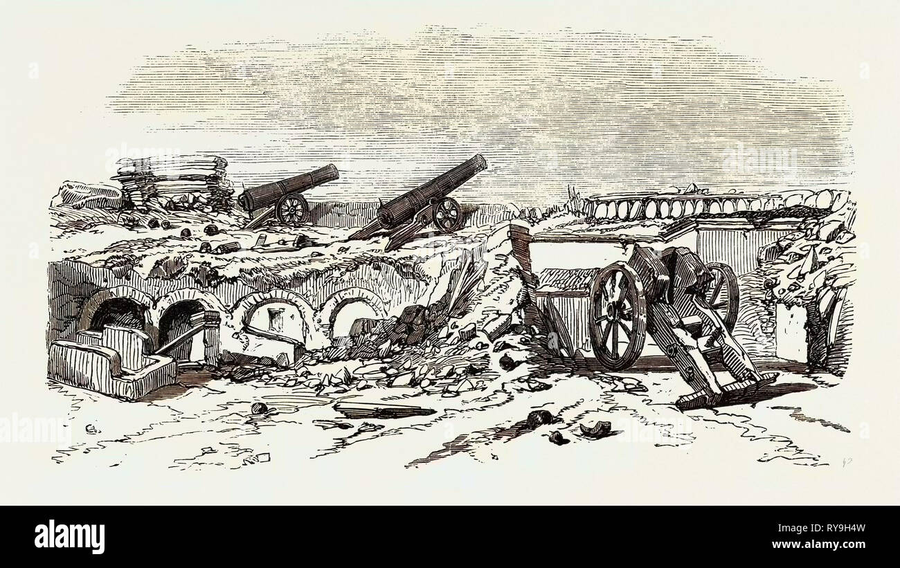 Intérieur du Fort Kinburn, 18 octobre, montrant les effets de deux heures de bombardement Banque D'Images