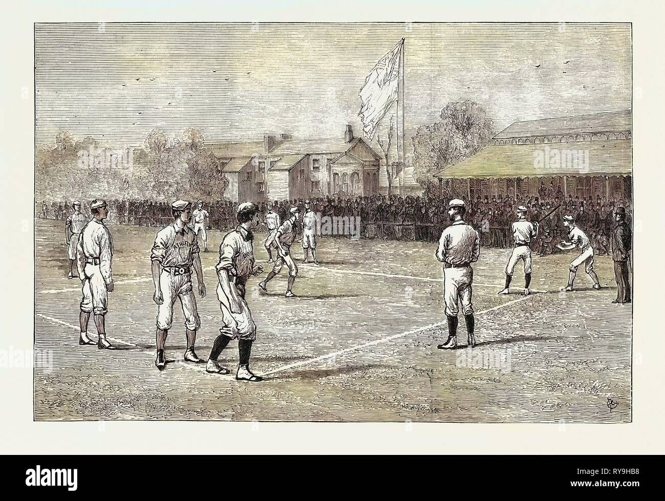 Visite de l'American Baseball Players à l'Angleterre, leur premier match à Liverpool, le 15 août, 1874 Banque D'Images